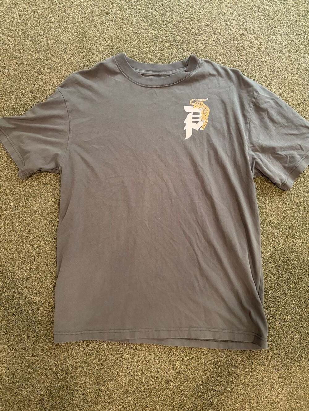 Primitive Skateboarding Leopard Logo T-Shirt Charcoal Grey